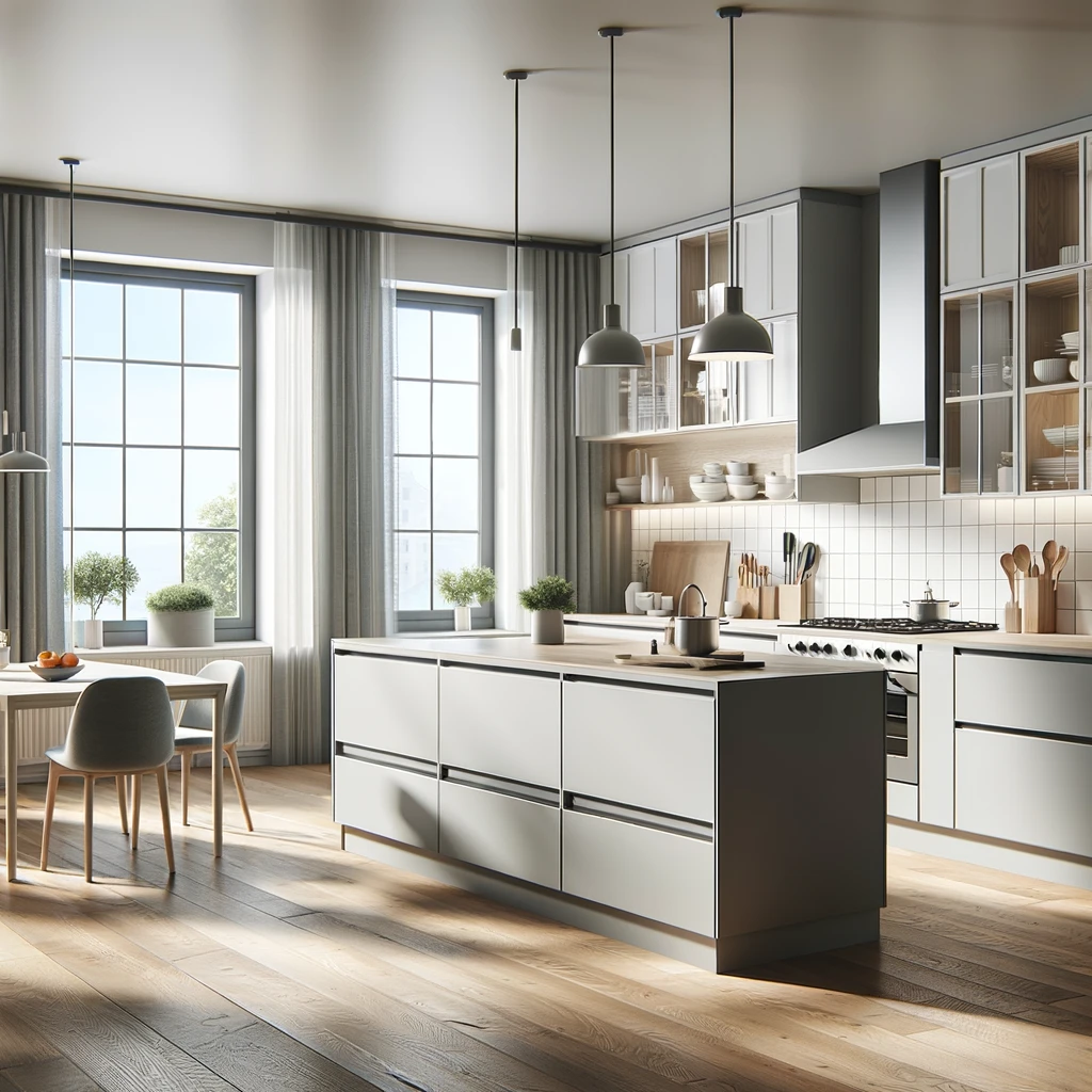 Dream kitchen designed with IKEA Planner showcasing modern furniture and storage solutions.
