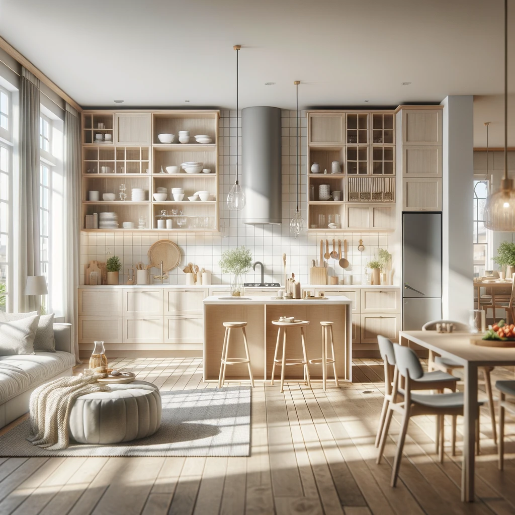 Dream kitchen designed with IKEA Planner showcasing modern furniture and storage solutions.